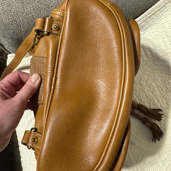 Dooney & Bourke tan pebbled leather drawstring backpack - Picture 7 of 11